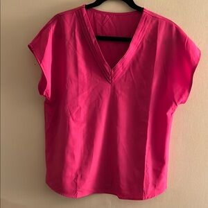 Shein pink v-neck short sleeve blouse
